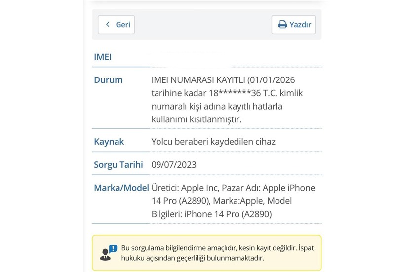 IMEI Numarası Kayıtlı (01/01/2026) tarihine kadar ne demek? E-Devlet’te çileden çıkaran hata 1.Resim