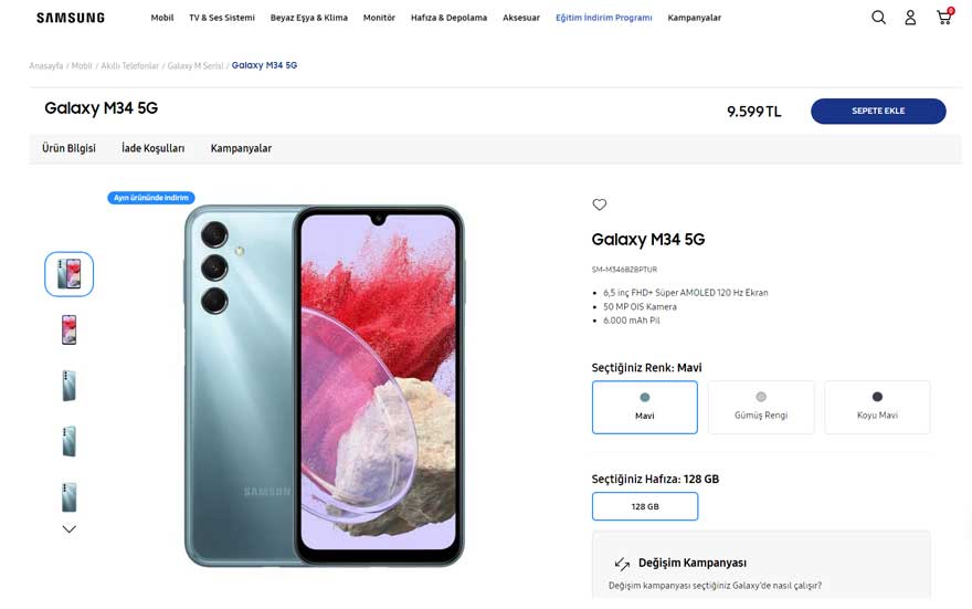 Galaxy M34 5G Kasım indirimiyle kaçırılmayacak fiyattan satışta! 1.Resim