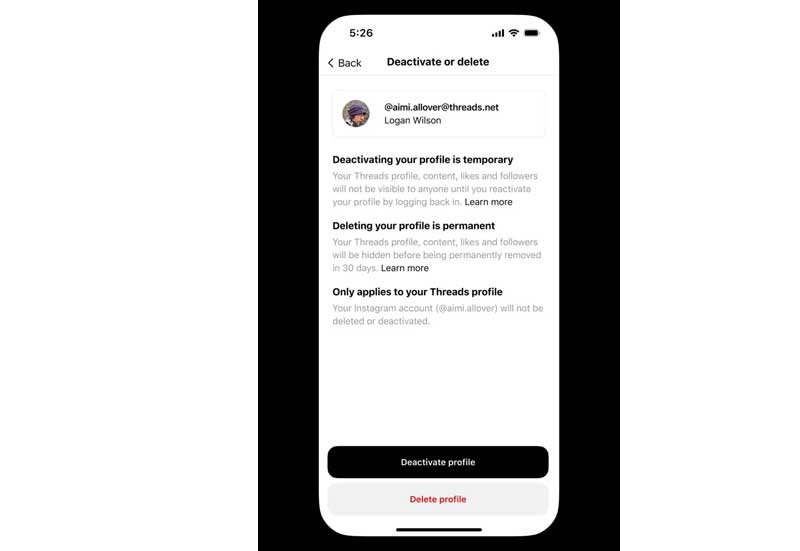Threads hesabını artık Instagram’dan bağımsız olarak silebilirsiniz 1.Resim