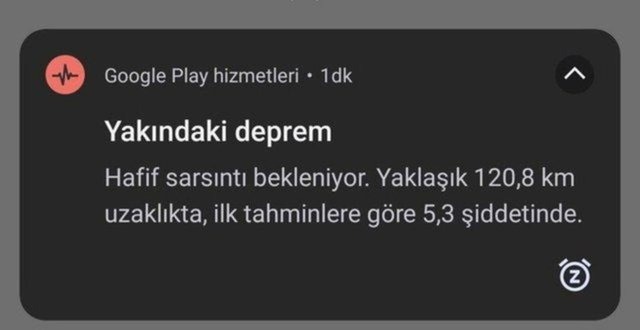 Android Deprem Uyarı Sistemi, Marmara depremini saniyeler öncesinde bildirdi 1.Resim