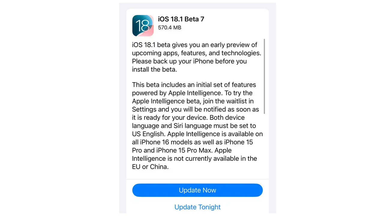 Apple, iOS 18.1 Beta 7 Yayınladı: Apple Intelligence Güncellendi 1.Resim