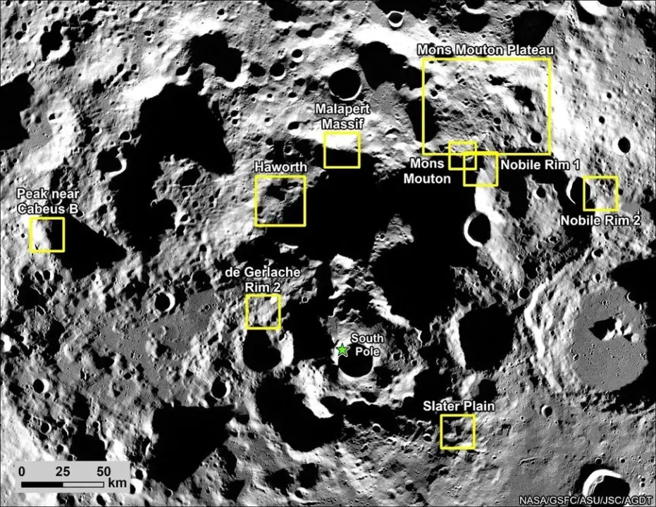 NASA, Artemis 3 görevi için potansiyel Ay iniş alanları listesini güncelledi 1.Resim